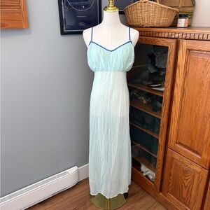 Vintage 70s Blue Lingerie Style Maxi Slip Dress
